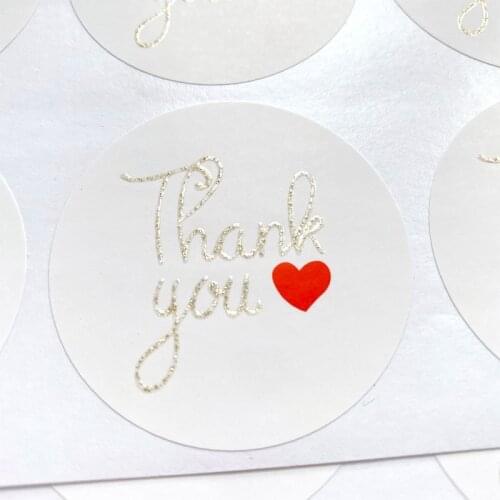 800pcs/pack Golden thank you seal sticker red heart Baking gift stickers on white happy birthday package seal label products