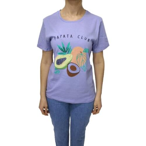 Double Arm Papaya Club Printed T-Short-LILA