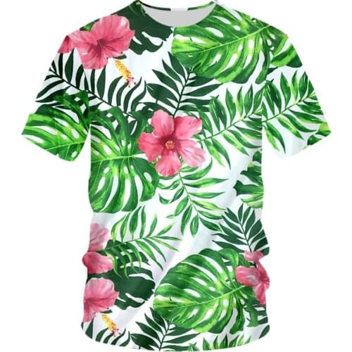 OGKB 3D Banana Leaf Print Green Tshirts Men Summer Hawaiian Seaside Holiday Style Male Casual Tops Clothes Beach TShirt Plus 7XL