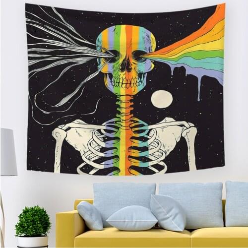 Hawkalice Skull Tapestry Black and White Tapestry Wall Aesthetic Tapestry Wall Hanging for Bedroom Hippie Aesthetic Room Decor