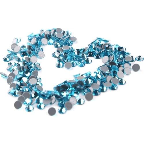 All Sizes Aquamarine Color Hot Fix Rhinestone Crystal Stones Flatback Nail Rhinestoens For Clothes
