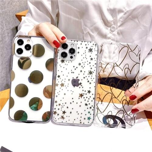 INS web Bronzing Golden stars phone case for iphone11 11Pro12 12ProMax X XR XS Max 7 8 Plus sase Transparent Soft silicone cover