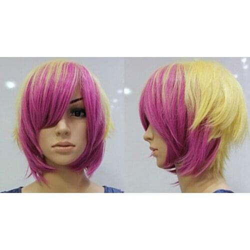 Hot heat resistant AA Party hair>>>>New wig Cosplay Short Blonde & Rose Mix Heat Resistant Wig
