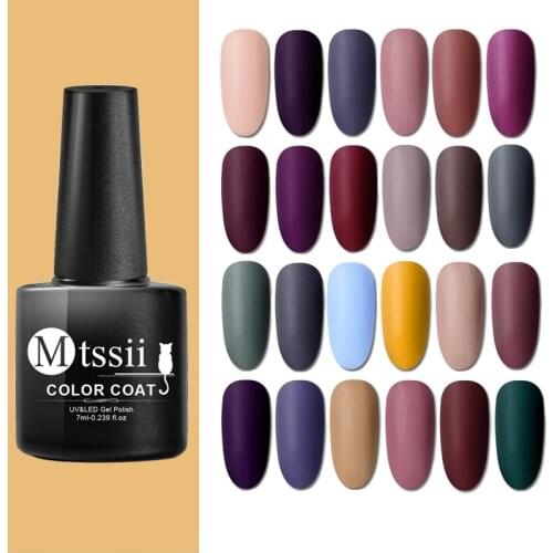 Mtssii 24 Colors Matte Top Coat Color Nail Gel Polish Soak Off UV Led Gel Varnish Permanent Varnish Nail Art Manicure Tools