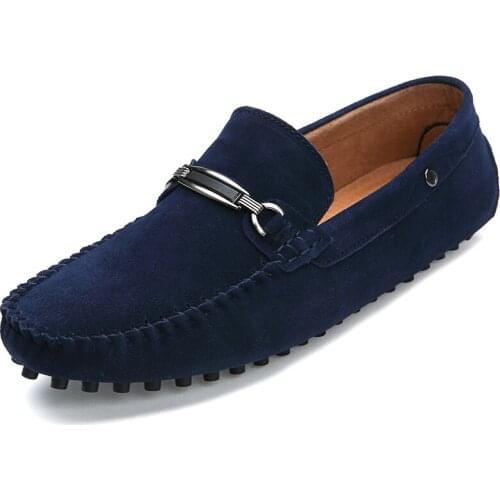 Classic Concise Men Cow Suede Loafers Comfort Moccasins Fashion Leather Casual Driving Shoes Designer Leisure Business Loafers