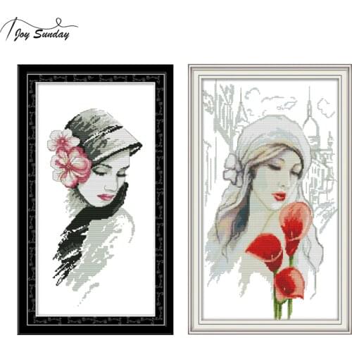 Joy Sunday Cross Stitch Kit Aida Fabric Counted Printed Canvas for Embroidery Kit DMC Cross Stitch Thread Needles DIY Needlework