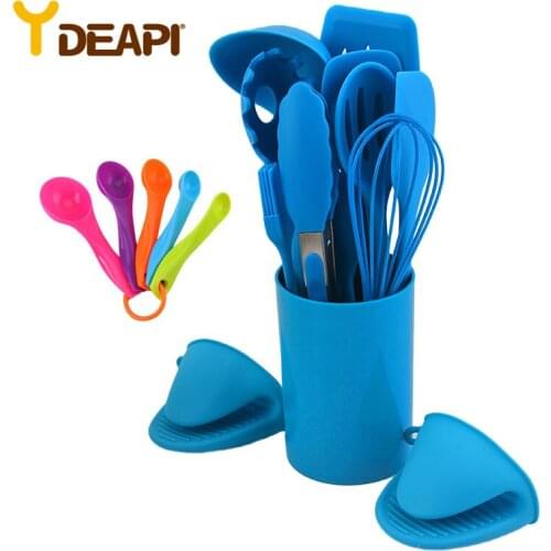 YDEAPI 14 Pcs Heat Resistant Silicone Cookware Set Nonstick Cooking Tools Kitchen Baking Tool Kit Utensils Kitchen Accessories