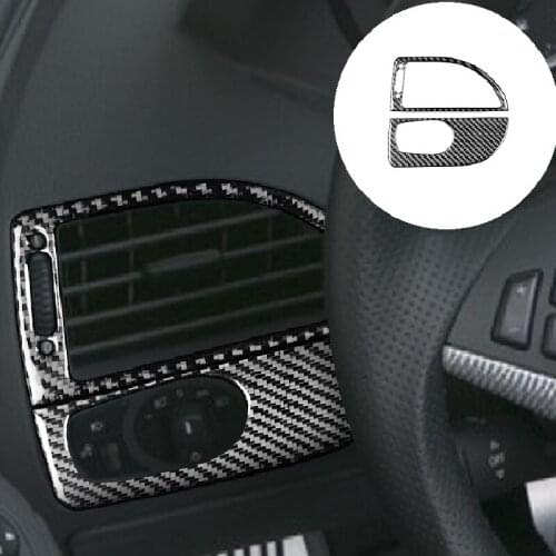 Car Headlight Switch Panel Cover Air Vent Frame Carbon Fiber Interior Sticker Fit For BMW 6 Series M6 E63 E64 2004-2010