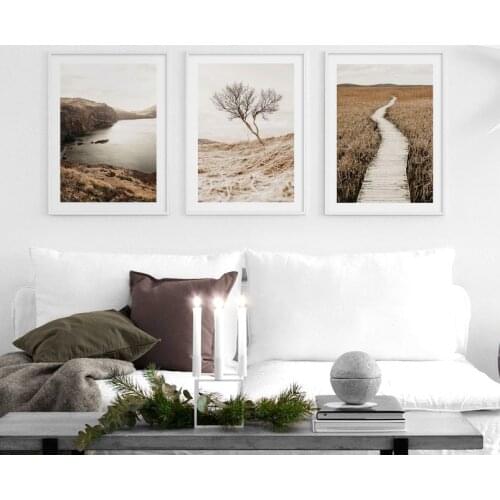 Mountain Morning Tree Winding Boardwalk Wall Art Canvas Painting Nordic Posters And Print Decoration Pictures For Living Room
