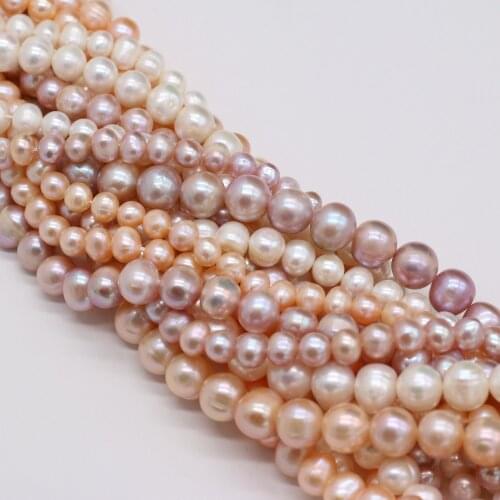 Natural Freshwater Pearl 5-10mm Round shape Beaded In Various Colors for Jewelry Making DIY Necklace Bracelet Accessory 36CM