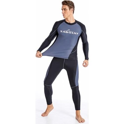 2021 New Outdoor Water Sports Quick-Drying 2 Pieces Surf Clothing Mens Long-Sleeved Split Set Swimming Snorkeling Surf Service