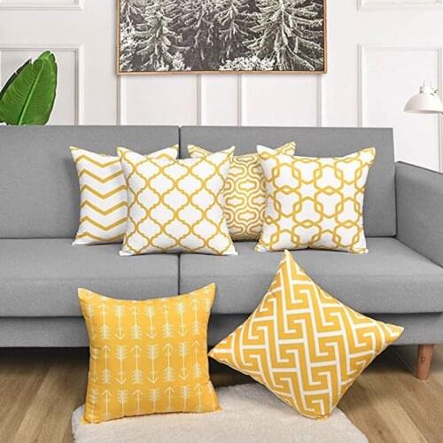 2021 New Yellow Geometry Sofa Cushion Cover Hot Modern Nordic Simple Pillows Decorative Livingroom Couch Bed Throw Pillows Cover