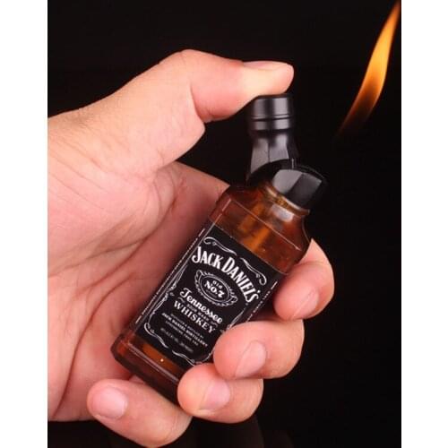 Novelty Wine Bottle Butane Gas Inflatable Lighter Mini Portable Open Flame Cigarette Lighters Smoking Funny Play Gift