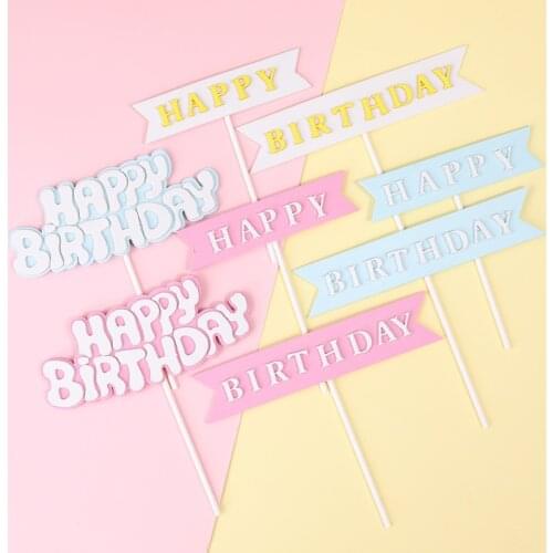 New Happy Birthday Cake Topper Double Layer Acrylic Cake Toppers For Kids Gifts Birthday Party Cake Decorations Baking Supplies