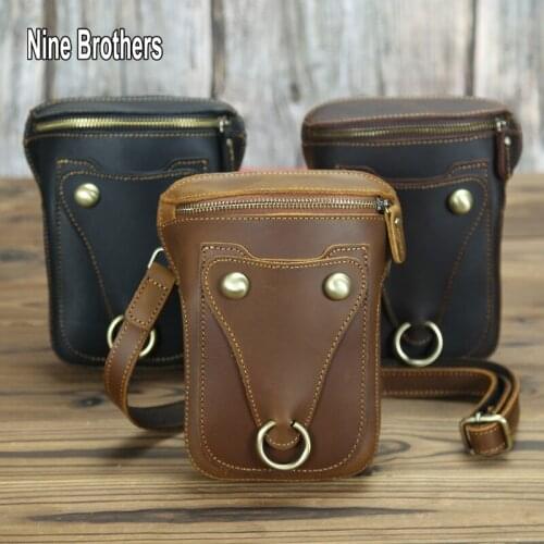 Casual Designer Mens Leather Belt Bag High School Boy Sports Fanny Pack For 6 Inch Phone Crossbody Shoulder Pouch Nine Brothers