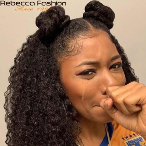 Rebecca Brazilian Kinky Curly Human Hair Wig PrePlucked 13x4 Lace Front Human Hair Wigs with Baby Hair Curly Lace Front Wig Remy