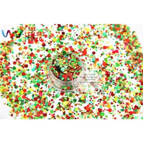 Xmas-284 Mixed Laser Holographic Colors Round Dot Shape Glitter Sequins for nail art and DIY Christmas decoration