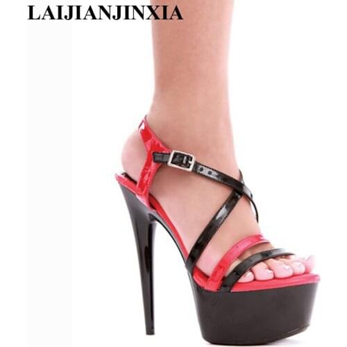 LAIJIANJINXIA Sexy Open Toe Platforms Women 15cm High Heel Shoes, High Heel Sandals, Wedding Shoes