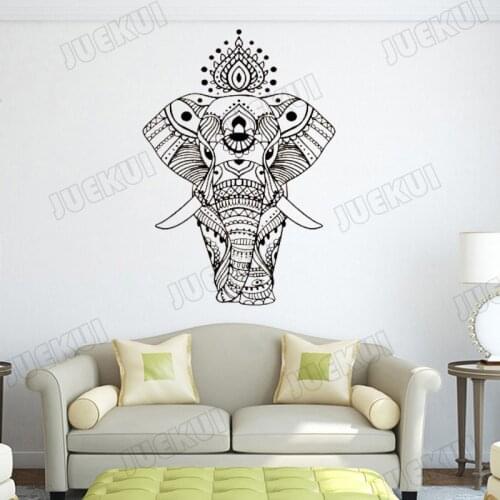 Mandala Pattern Elephant Removable Wall Stickers for Living Room Wallpaper Art Murals Vinyl Decals Yoga Room Poster TA417