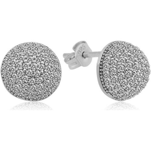 Silver White Cubic Zirconia Ball Earrings