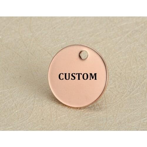 MYLONGINGCHARM 50pcs/lot Custom your Logo Words Stainless Steel Charms 12mm Four Colors Round Charms Engravable Necklace Charms