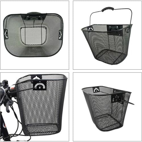 Road Bike Detachable Front Handlebar Basket Outdoor Cycling Holder Storage Basket Bike Iron Made Basket Bike Accessories Black