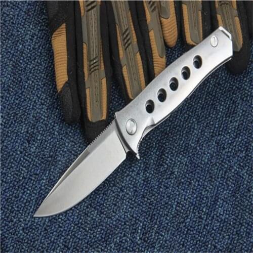 Qilan Steel Handle Folding Knife D2 Sharp Blade Bearing System Camping Hunting Outdoor Pocket EDC Tools Gift For Men