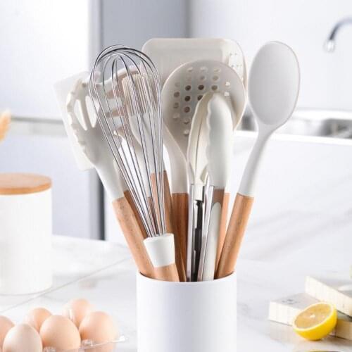 Heat-resistant Soup Spoon Hanging Hole Silicone Anti-stick Spatula Food Clip Egg-beater Cooking Utensils Kitchen Tool Sets