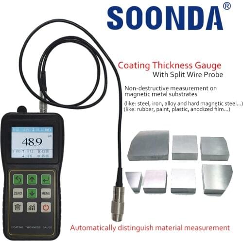 2-in-1 Thickness Gauge For Cars Paint Split Wire Probe Automatical Distinguish Material Measure Magnetic,Non-magnetic Substrate