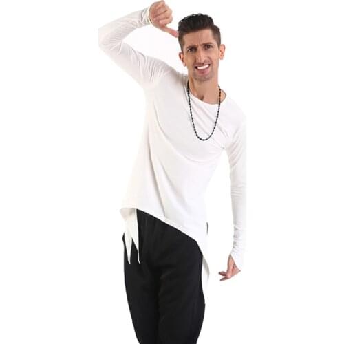 Split Latin Dance Tops For Men Ballroom Practice Blouse Tango Dance Wear Samba Costume Long Sleeve Salsa Dancing Outfit JL3028