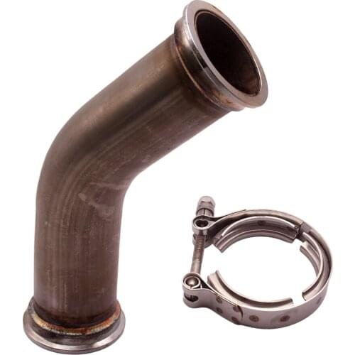 45° V-Band Pipe Tube Turbo Exhaust Downpipe W/ 2.5" V-band Flanges Clamp