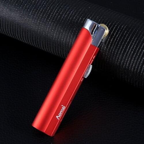 Windproof Grinding Wheel High Pressure Direct Injection Flame Turbo Gas Visual Gas Window Lighter Cigarette Cigar Accessories