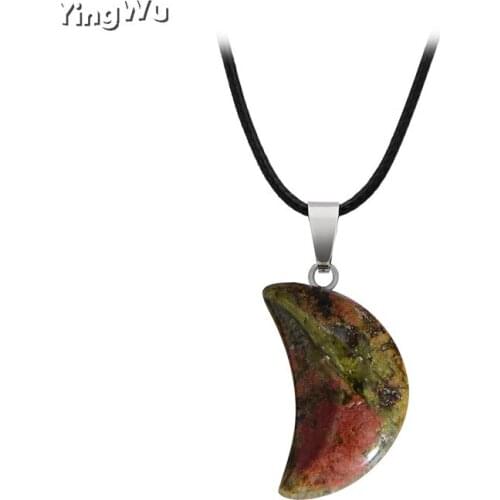 Yingwu Moon Pointed Reiki Natural Chakra Stone Pendant for Jewelry Making Women Men Stone Pendant Necklace 5pcs Wholesale