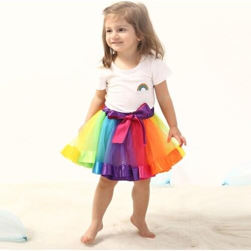 Tutu Skirt Baby Girls Rainbow Tulle Skirts Children Clothes 0-2 Year Kids Colorful Ball Gown Baby Girl Clothes Christmas Outfit