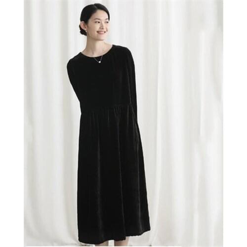 Women Vintage Casual Loose O-Neck Long Dress 2020 Autumn Winter Elegant Full Sleeve Dress Ladies Party Vestidos Plus Size M-7XL