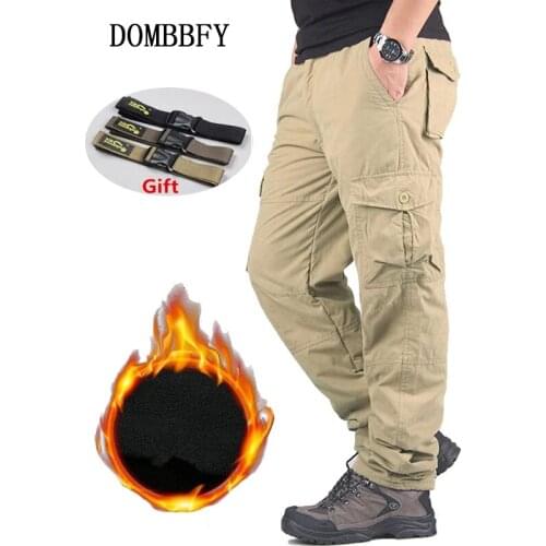 Winter Fleece Warm Tactical Pants Mens Cotton Trousers Loose Army Green Cargo Pants Men Casual Plus Thicken Tooling Pants