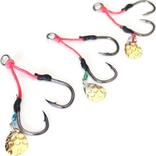 2pc/Bag Double Fish Hook Barbed Vib Hooks High Carbon Steel Sharp JIG Jibbait Spinner Fishing Accessories Sea for Fishery Tackle