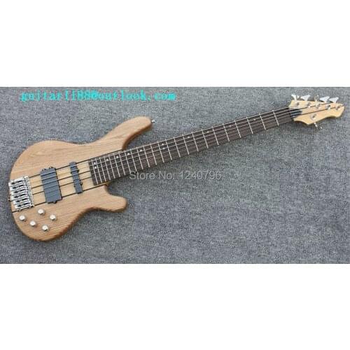 Free shipping new 6 strings electric bass guitar in natural with chrome hardware and elm body 1983-1