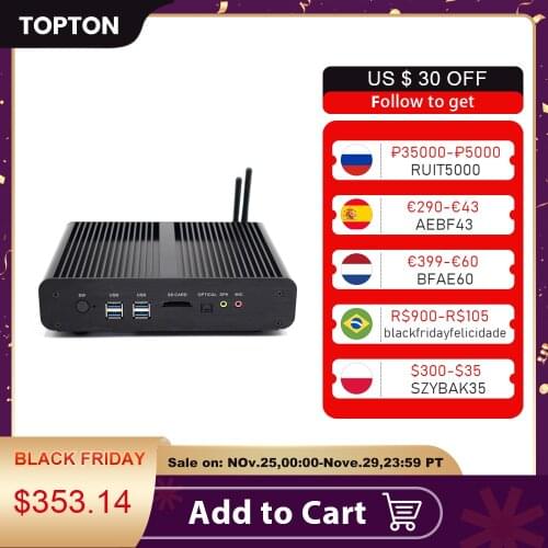 Fanless Mini PC Intel Core i7 10510U/8565U i5 8265U/7260U M.2Msata+2.5'' SATA Computer HTPC Nettop Nuc VGA DP HDMI VESA Bracket