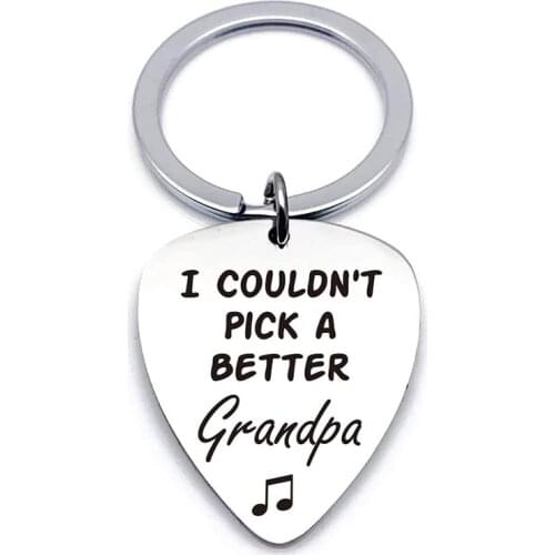 Best Grandpa Stainless Steel Guitar Pick Keychain-Fathers Day Christmas Gift from Grandchildren-I Couldn't Pick A Better Grandpa