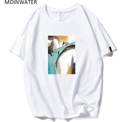 MOINWATER Women Brand New T shirts Colorful Print Lady Casual 100% Cotton Summer Tees&Tops Female Fashion T-shirt MT20067