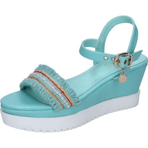 Henry COVERI sandals women synthetic leather sky blue