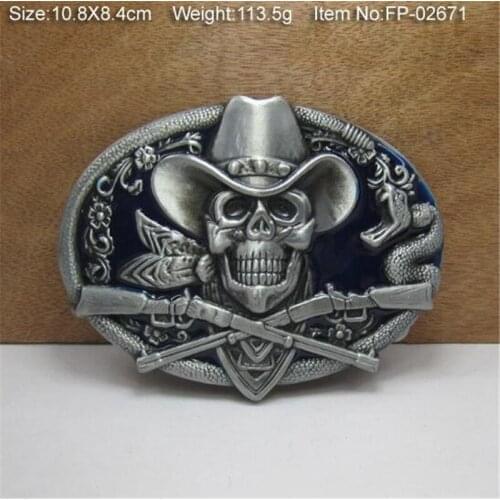 Quality mens Oval silver skull with 108 * 84mm metal buckle for 4cm broadband jeans accessories belt free