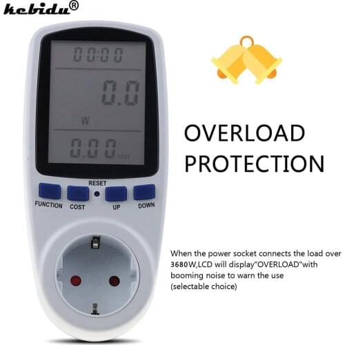 Kebidu 230V AC Power Meters Socket Digital Voltage Wattmeter Power Consumption Watt Energy Meter Electricity Analyzer Monitor EU
