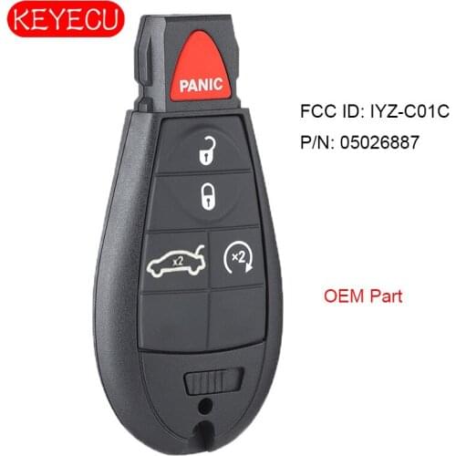 KEYECU OEM Parts Smart Remote Key 5 Button for Dodge Charger Challenger Magnum FCC ID: IYZ-C01C, P/N: 05026887