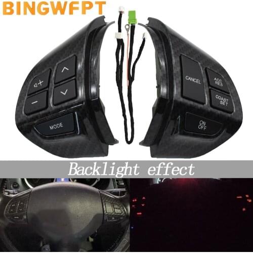 Carbon fibre Bluetooth Phone Cruise Control steering wheel switch buttons For Mitsubishi Pajero/Montero Sport(KH) 2008-2015