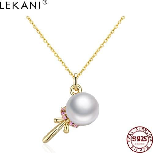 LEKANI S925 Silver Necklace For Women Microphone Crystal Slide Pendant Chains Ladies Friendship Gift Botique Jewelry Hot Sale