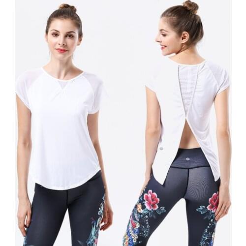Lulu Yoga-Shirts Gym-Top Open-Back Sexy Running-Workout Womens Fitness Push-Up Sports-Wear