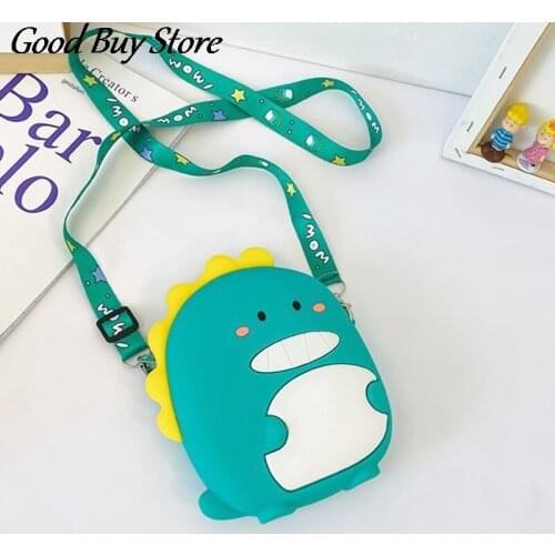 Girls Lovely Purse Animal Handbags Wallets Cartoon Dinosaur Crossbody Bag Children Silicone Phone Pouch Shoulder Bags Satchel