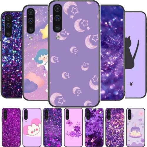 Fashion Purple stars Shiny Phone cover hull For SamSung Galaxy S8 S9 S10E S20 S21 S5 S30 Plus S20 fe 5G Lite Ultra black soft ca